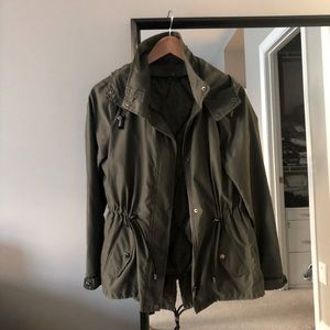 M&S Marks and Spencer military green rain hooded parka